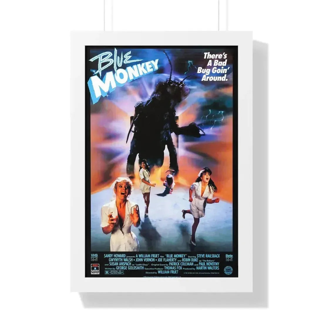 BLUE MONKEY (2) 1987 - Framed Movie Poster 16″ x 24″ White - The Sticker Space