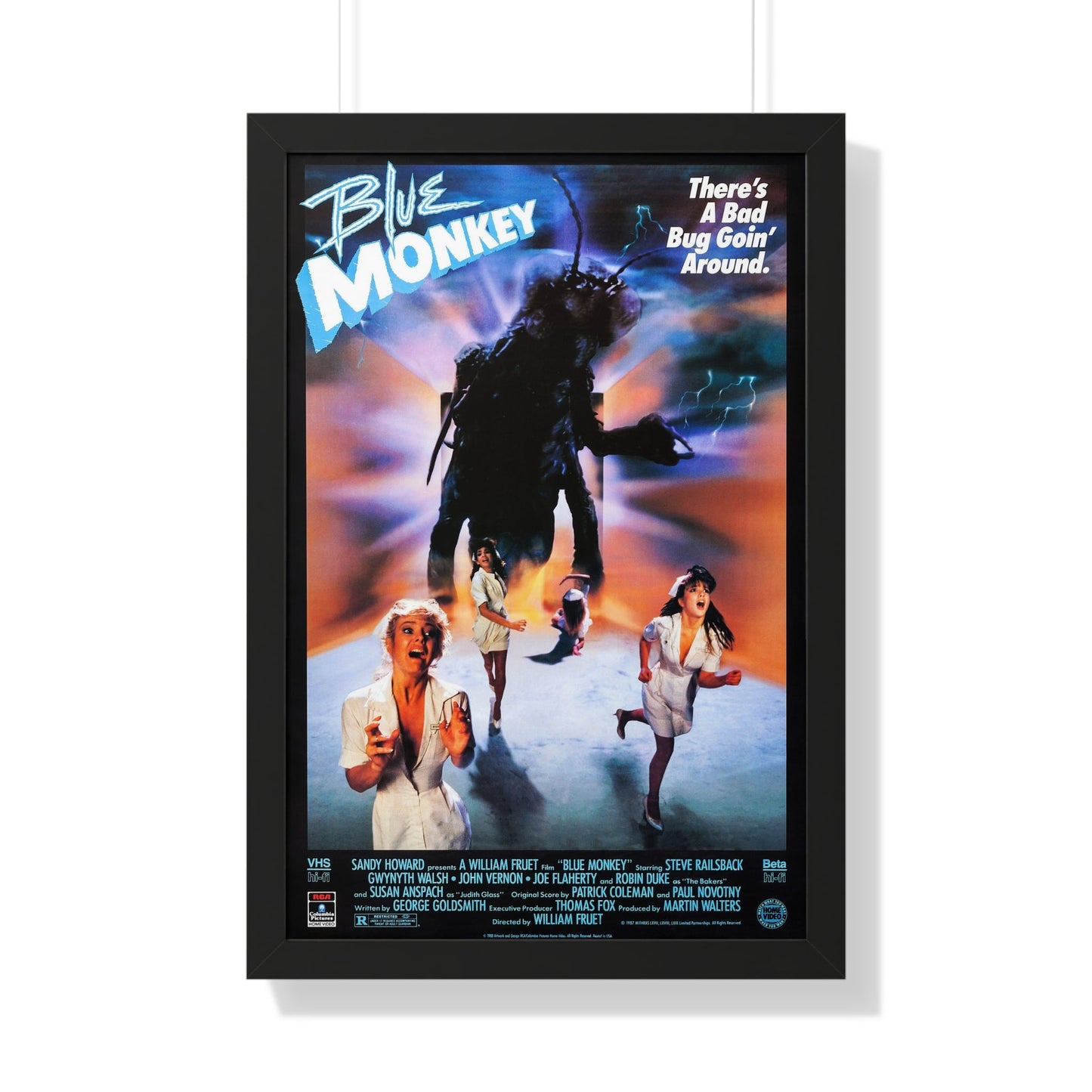 BLUE MONKEY (2) 1987 - Framed Movie Poster-20" x 30"-The Sticker Space