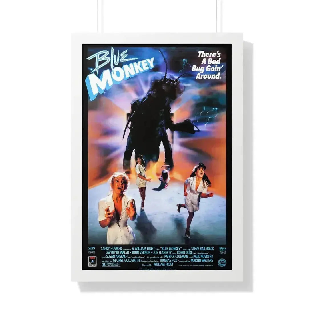 BLUE MONKEY (2) 1987 - Framed Movie Poster 20" x 30" White - The Sticker Space