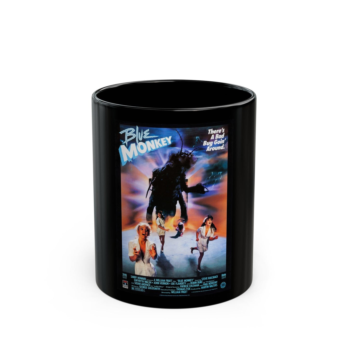 BLUE MONKEY (2) 1987 Movie Poster - Black Coffee Mug-11oz-The Sticker Space