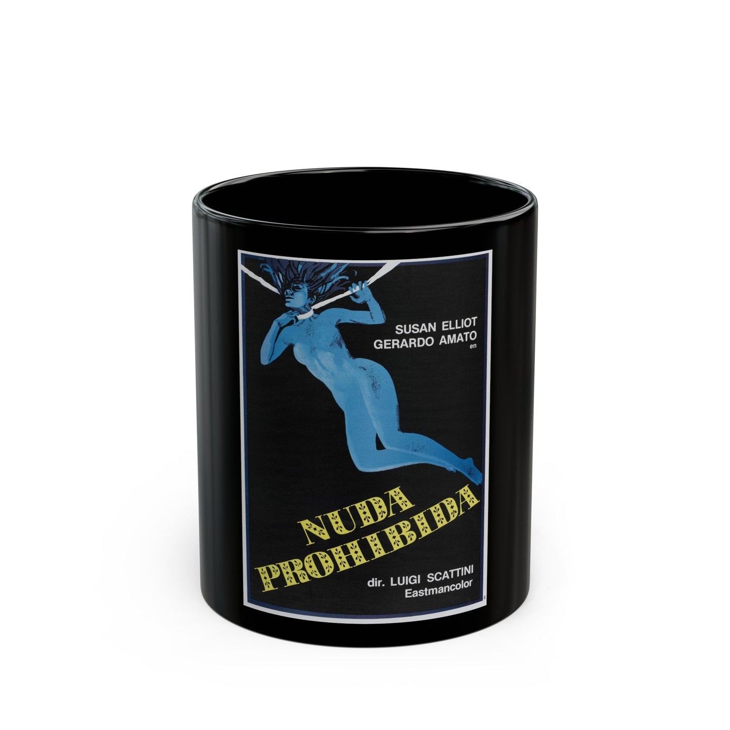 BLUE NUDE 1977 Movie Poster - Black Coffee Mug-11oz-The Sticker Space