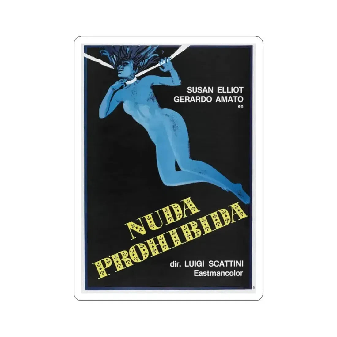 BLUE NUDE 1977 Movie Poster - STICKER Vinyl Kiss-Cut Decal 3 Inch White - The Sticker Space