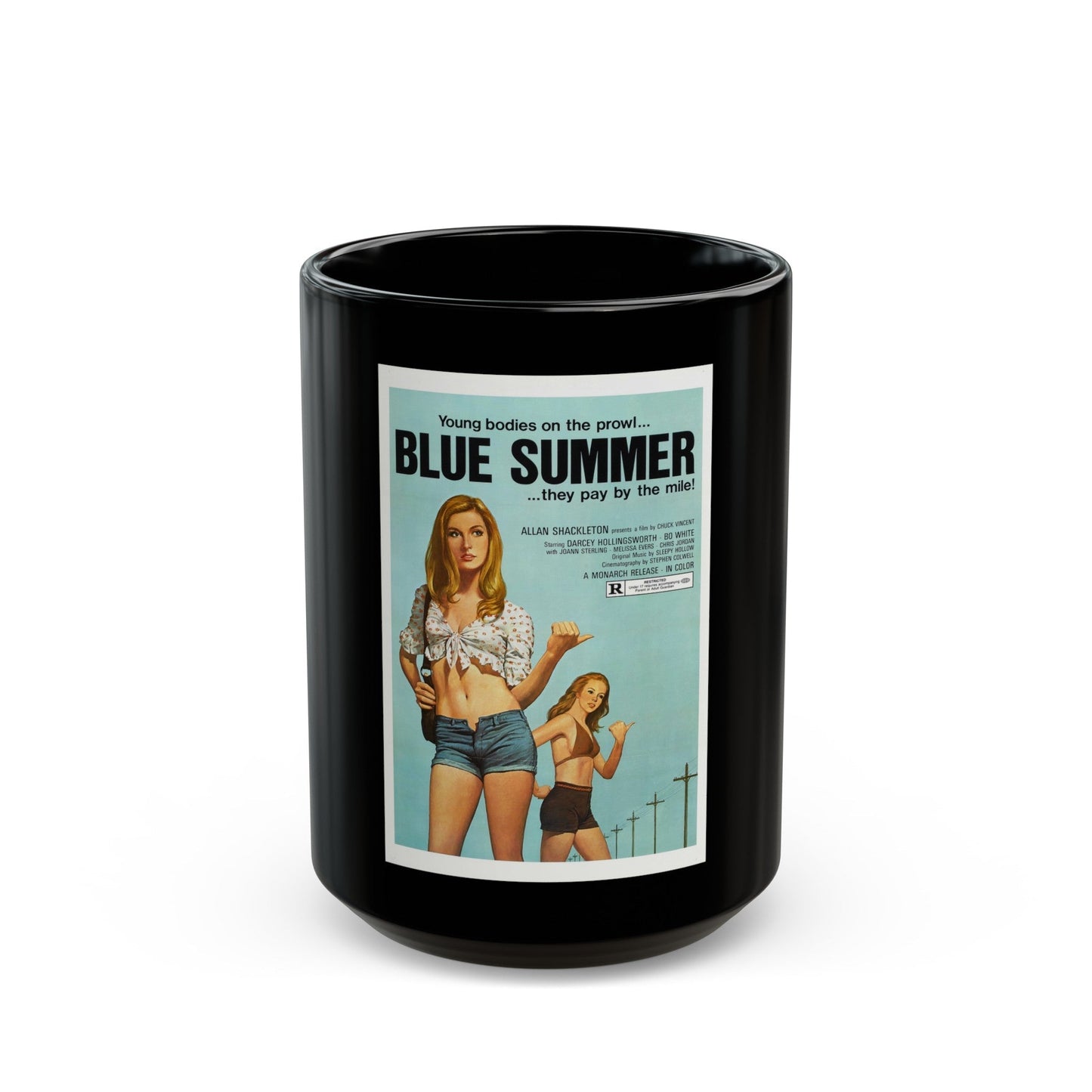 BLUE SUMMER 1973 Movie Poster - Black Coffee Mug-15oz-The Sticker Space