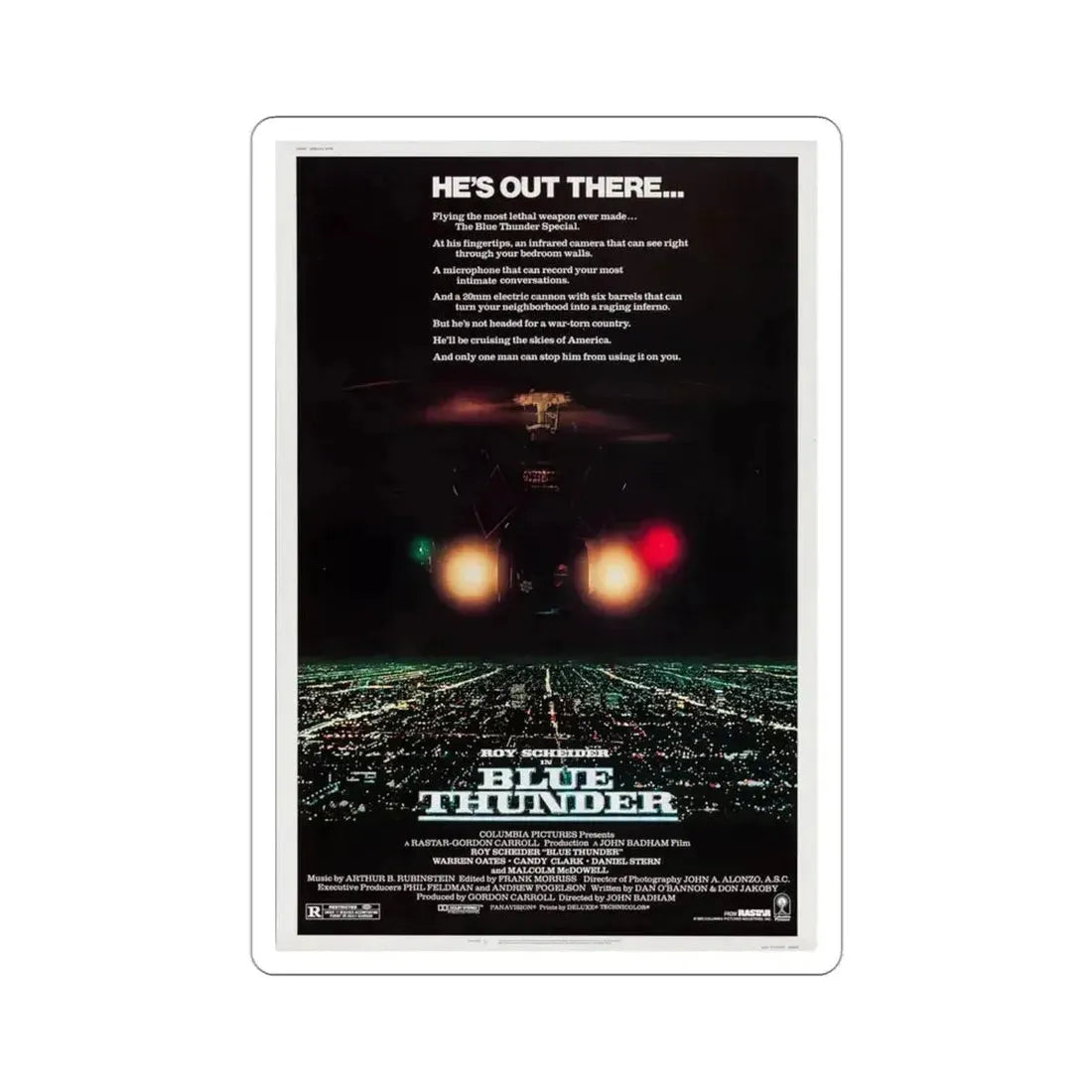 Blue Thunder 1983 Movie Poster STICKER Vinyl Die-Cut Decal - The Sticker Space