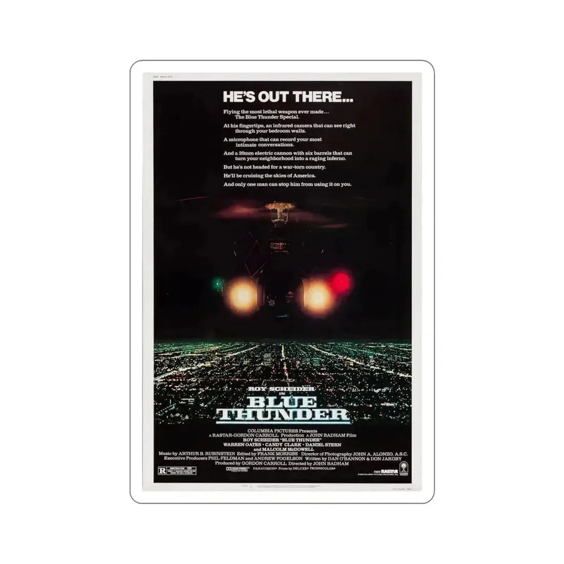 Blue Thunder 1983 Movie Poster STICKER Vinyl Die-Cut Decal - The Sticker Space