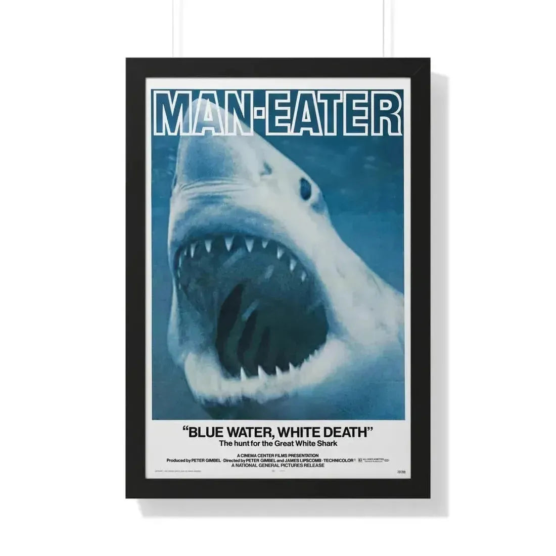 BLUE WATER, WHITE DEATH 1971 - Framed Movie Poster 20" x 30" Black - The Sticker Space