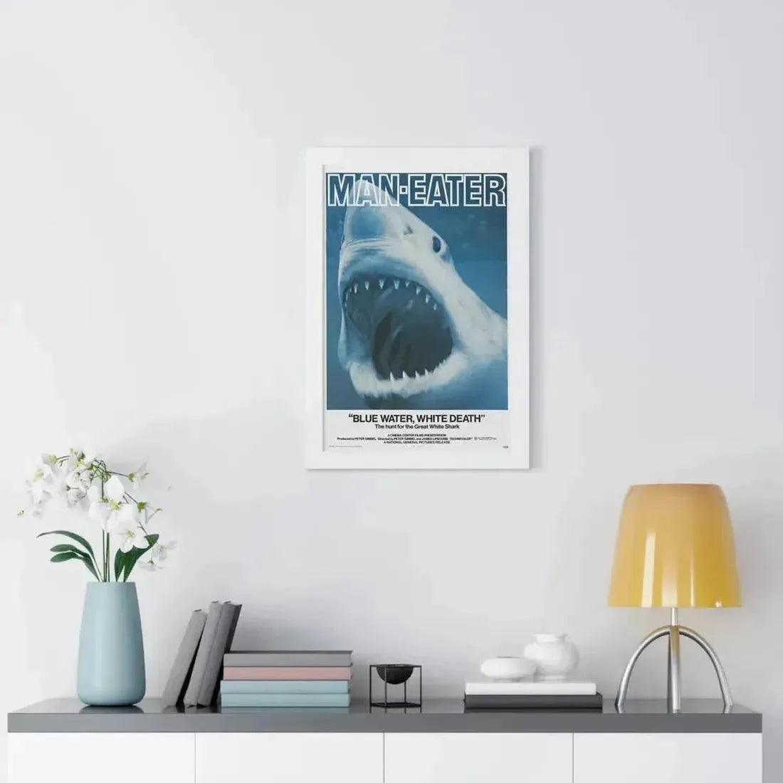 BLUE WATER, WHITE DEATH 1971 - Framed Movie Poster - The Sticker Space