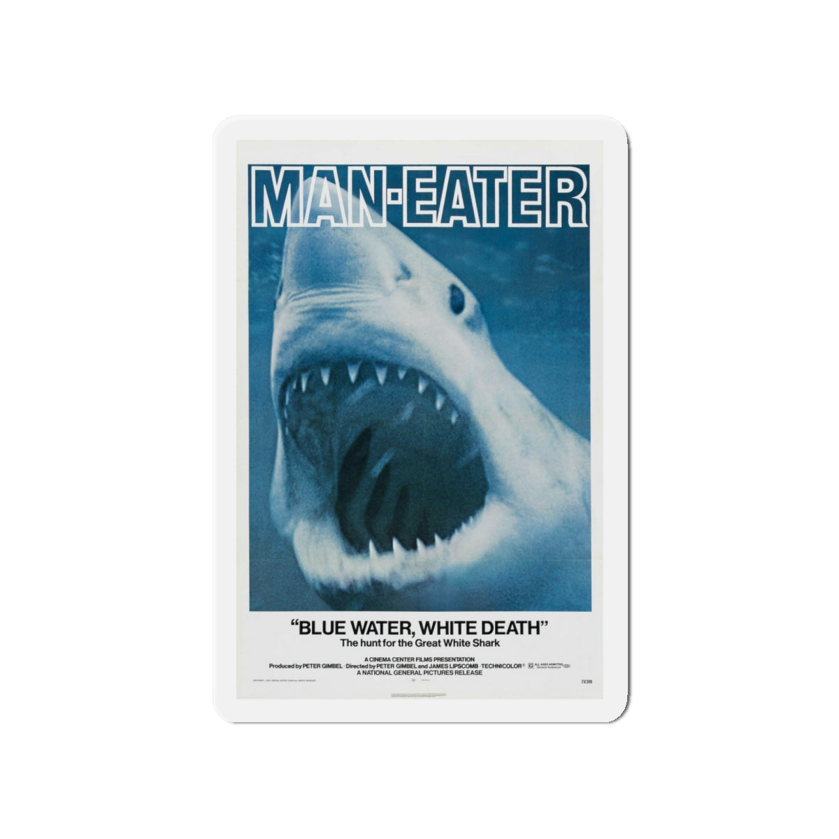 BLUE WATER, WHITE DEATH 1971 Movie Poster - Die-Cut Magnet-4" x 4"-The Sticker Space