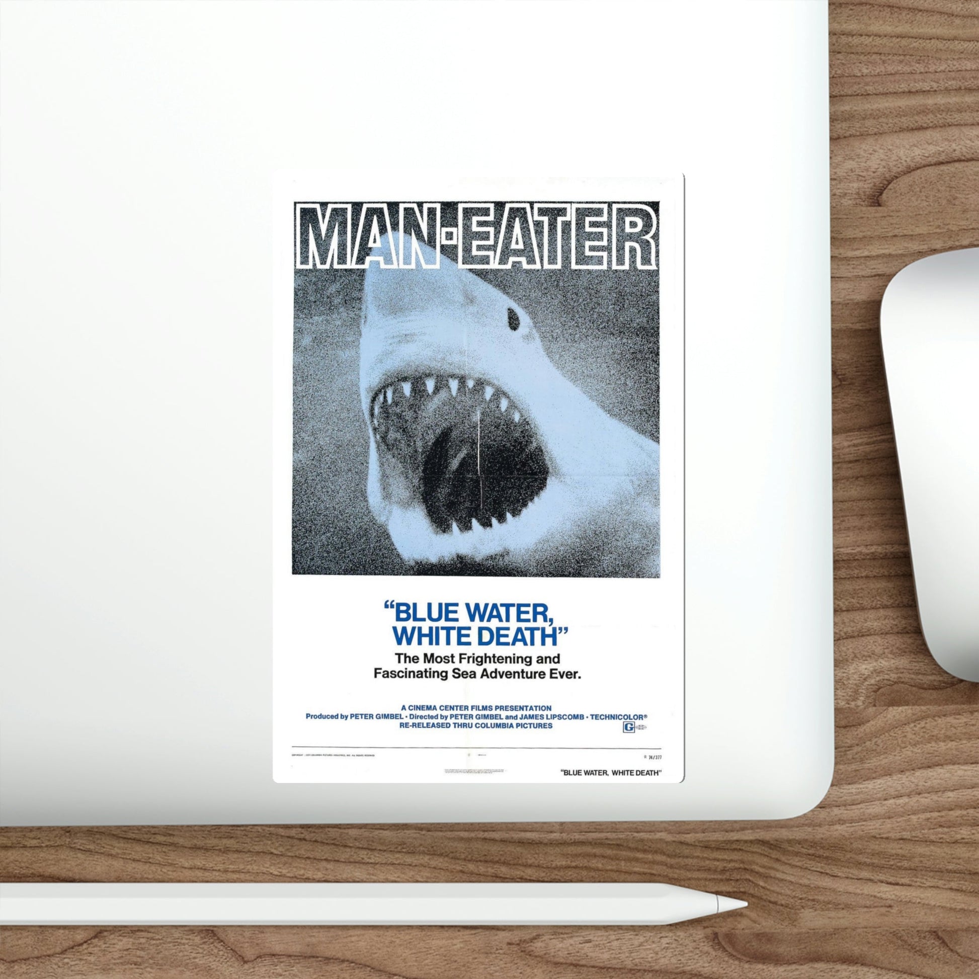 Blue Water White Death 1971 Movie Poster STICKER Vinyl Die-Cut Decal-The Sticker Space