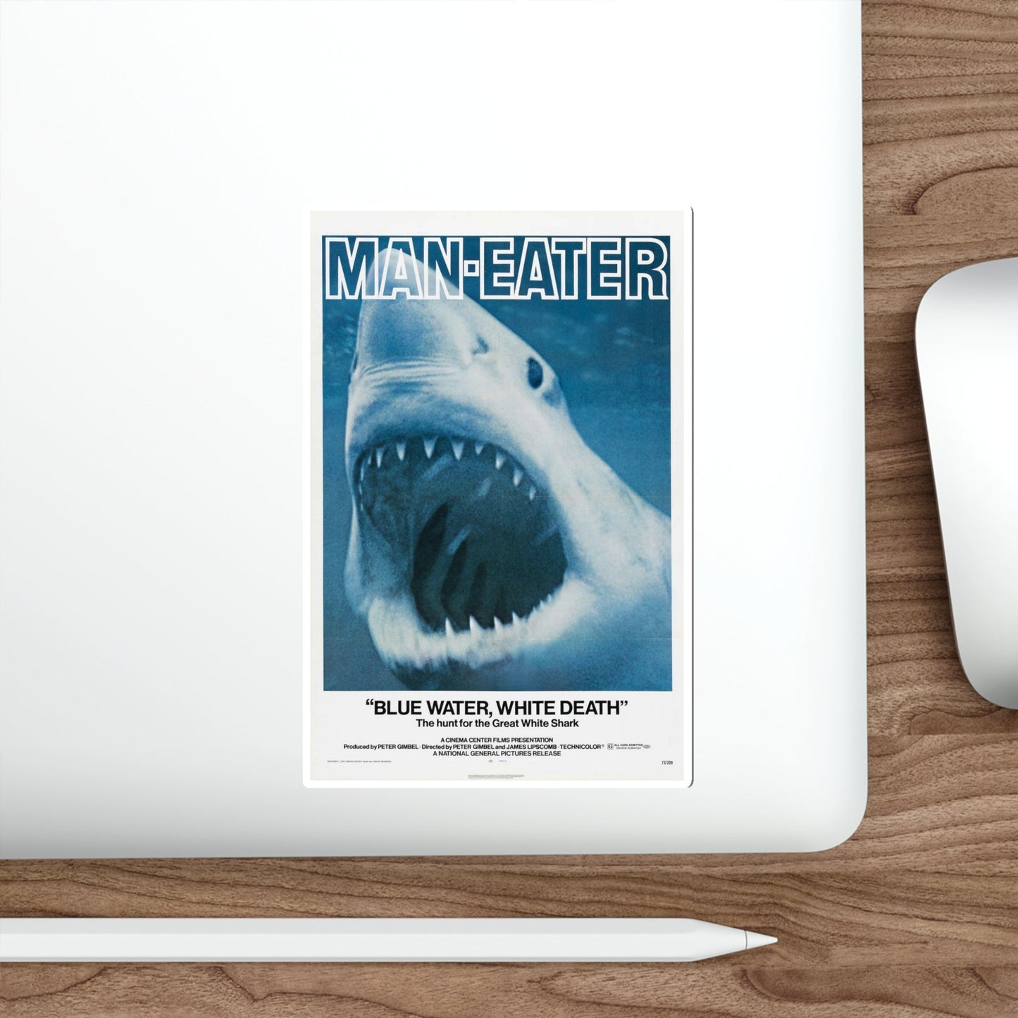 BLUE WATER, WHITE DEATH 1971 Movie Poster STICKER Vinyl Die-Cut Decal-The Sticker Space