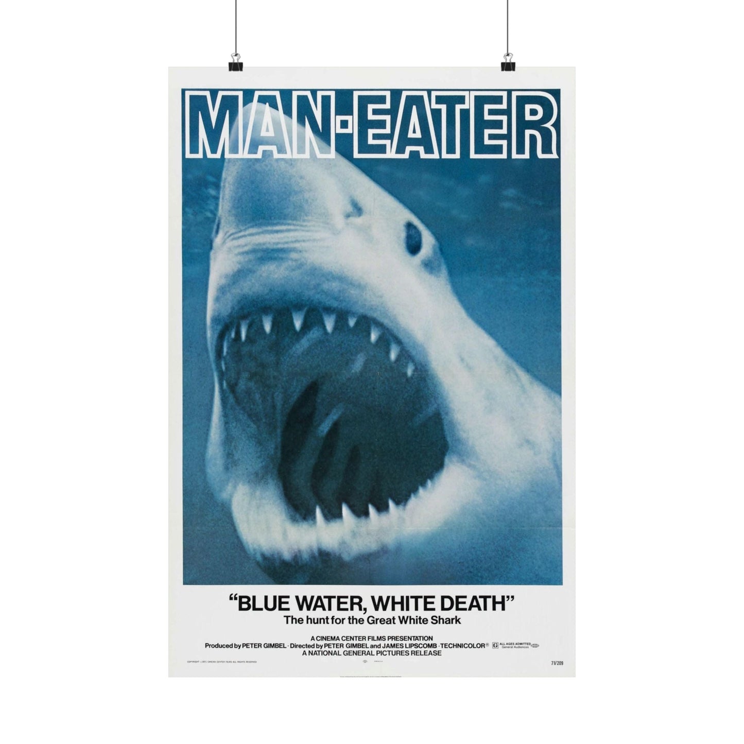 BLUE WATER, WHITE DEATH 1971 - Paper Movie Poster-20″ x 30″-The Sticker Space