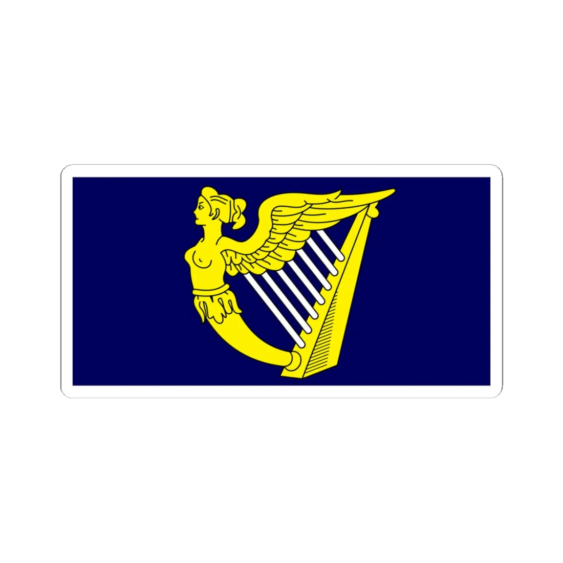 Blue winged-maiden harp flag (Ireland) STICKER Vinyl Kiss-Cut Decal 4 Inch White - The Sticker Space
