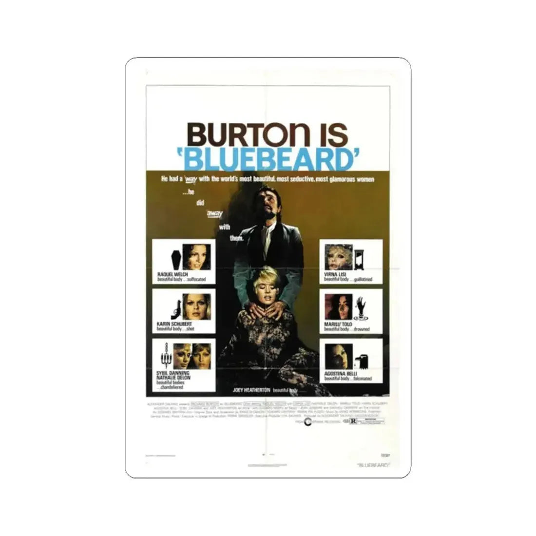 Bluebeard 1972 Movie Poster - STICKER Vinyl Kiss-Cut Decal 2 Inch White - The Sticker Space