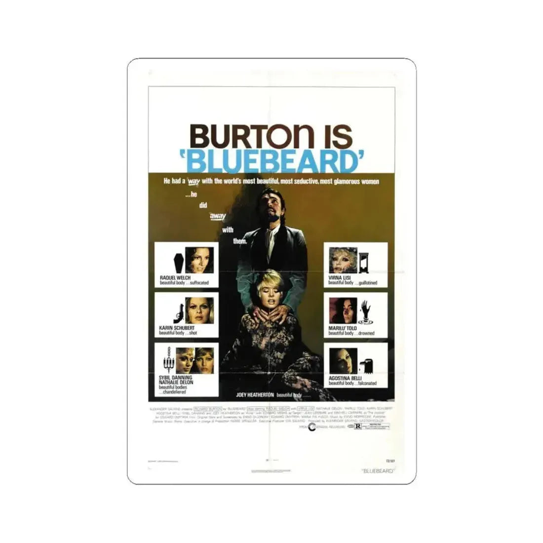 Bluebeard 1972 Movie Poster - STICKER Vinyl Kiss-Cut Decal 6 Inch White - The Sticker Space