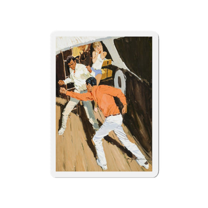 Boat Fight (Magazine Illustration) Refrigerator Magnet-5" x 5"-The Sticker Space