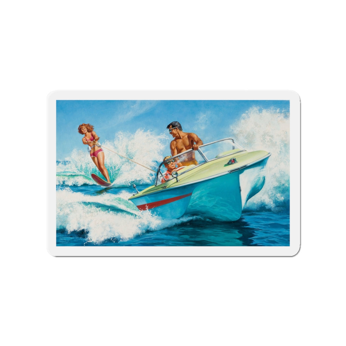 Boat Fun, story illustration (Magazine Illustration) Refrigerator Magnet-3" x 3"-The Sticker Space