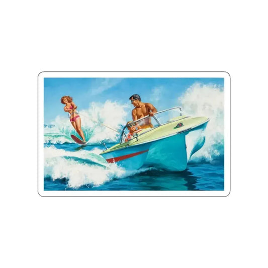Boat Fun, story illustration (Magazine Illustration) STICKER Vinyl Die-Cut Decal White Die-Cut 2 Inch - The Sticker Space