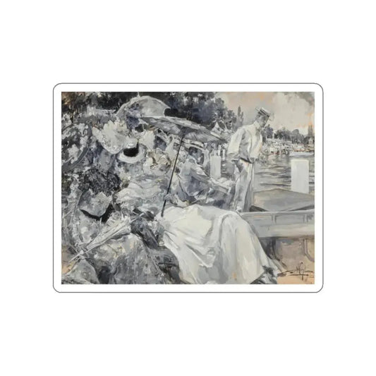 Boating Party, 1899 (Magazine Illustration) STICKER Vinyl Die-Cut Decal White Die-Cut 2 Inch - The Sticker Space