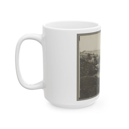 Boats Docked At The Shore Of A River In A Wooded Area (U.S. Civil War) White Coffee Mug