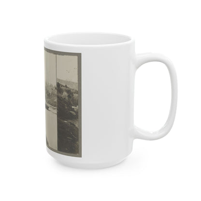 Boats Docked At The Shore Of A River In A Wooded Area (U.S. Civil War) White Coffee Mug