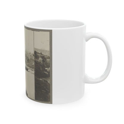 Boats Docked At The Shore Of A River In A Wooded Area (U.S. Civil War) White Coffee Mug