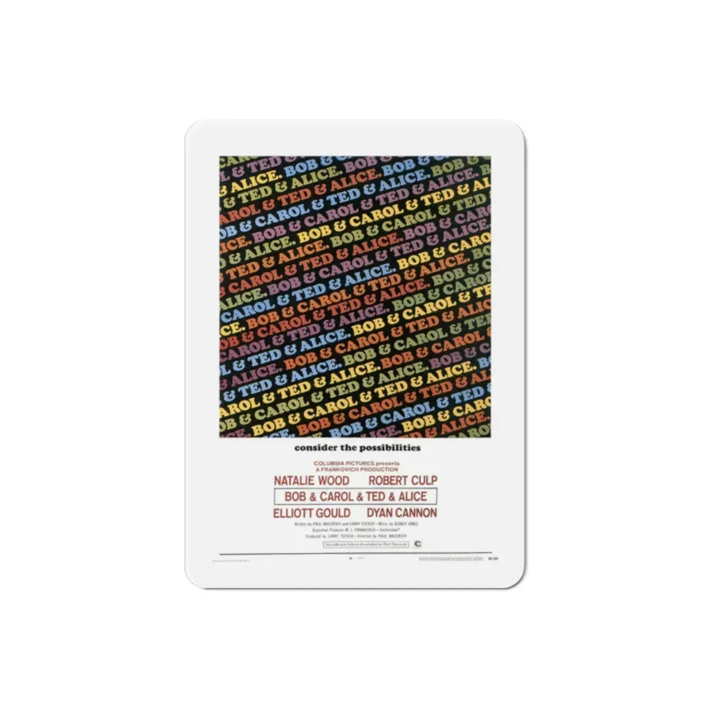 Bob & Carol & Ted & Alice 1969 Movie Poster Refrigerator Magnet 2 Inch - The Sticker Space