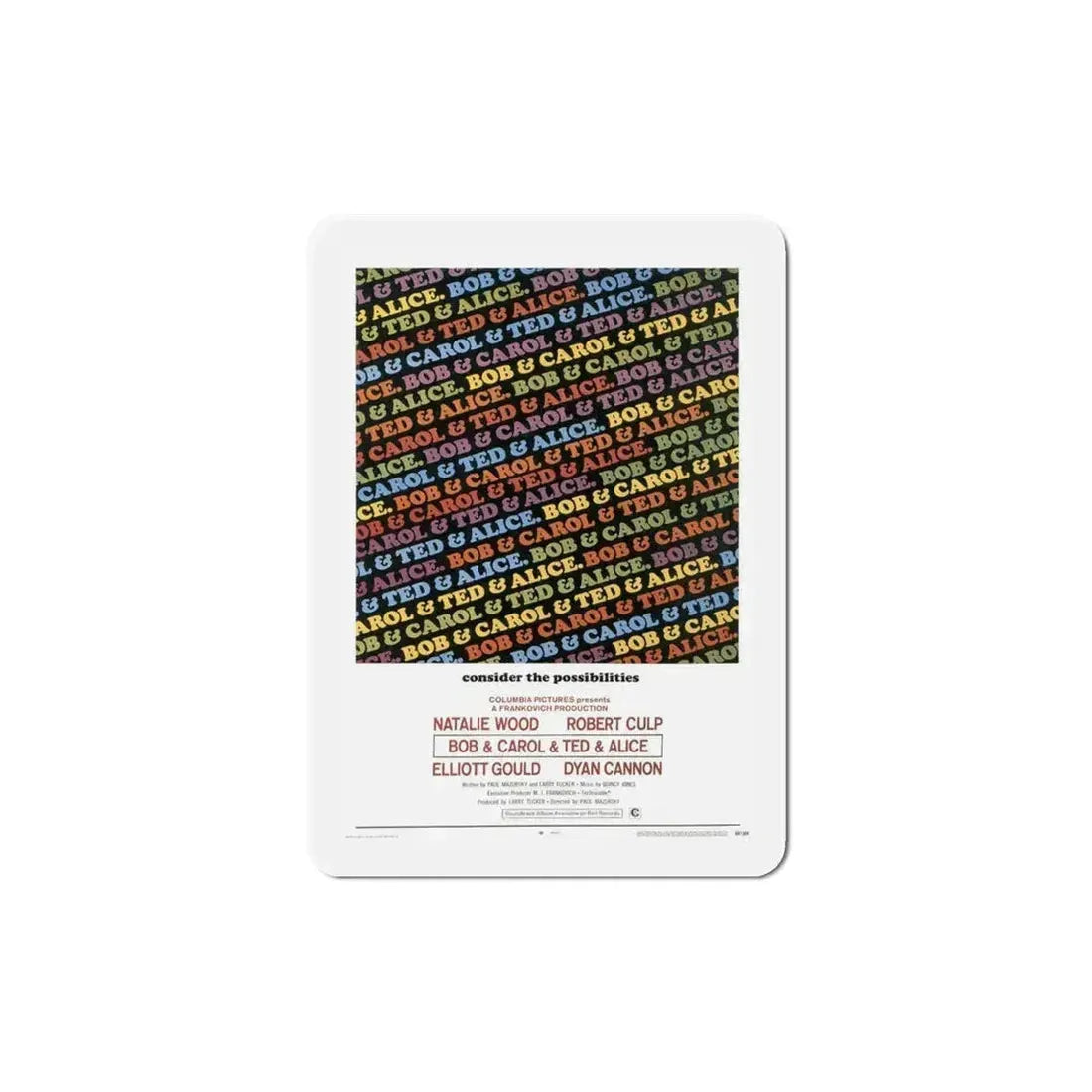 Bob & Carol & Ted & Alice 1969 Movie Poster Refrigerator Magnet 5 Inch - The Sticker Space