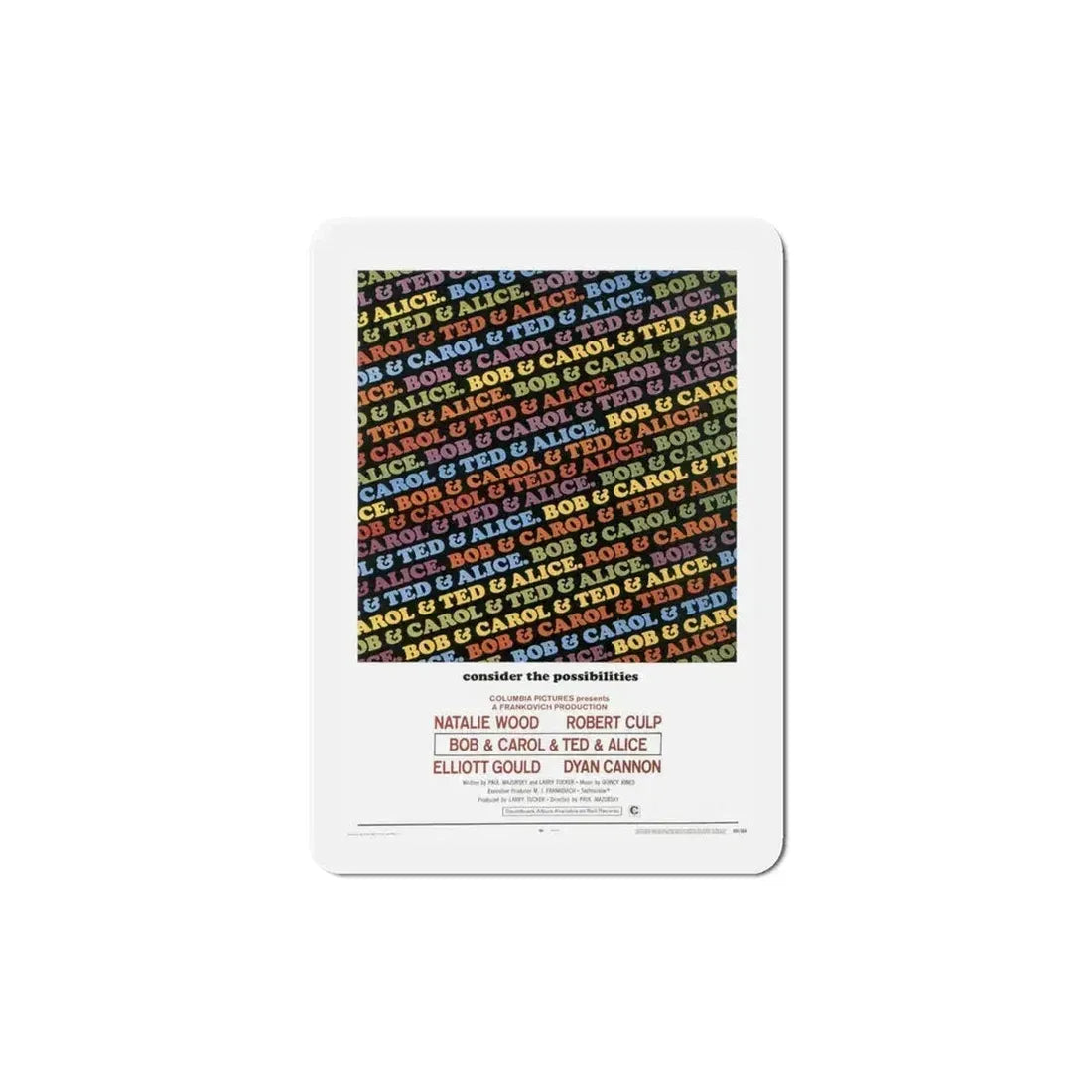 Bob & Carol & Ted & Alice 1969 Movie Poster Refrigerator Magnet 6 Inch - The Sticker Space