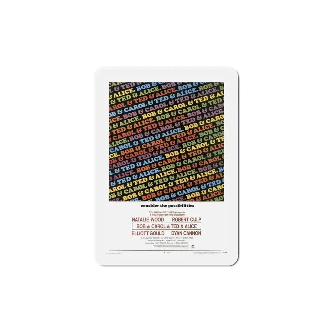 Bob & Carol & Ted & Alice 1969 Movie Poster Refrigerator Magnet - The Sticker Space