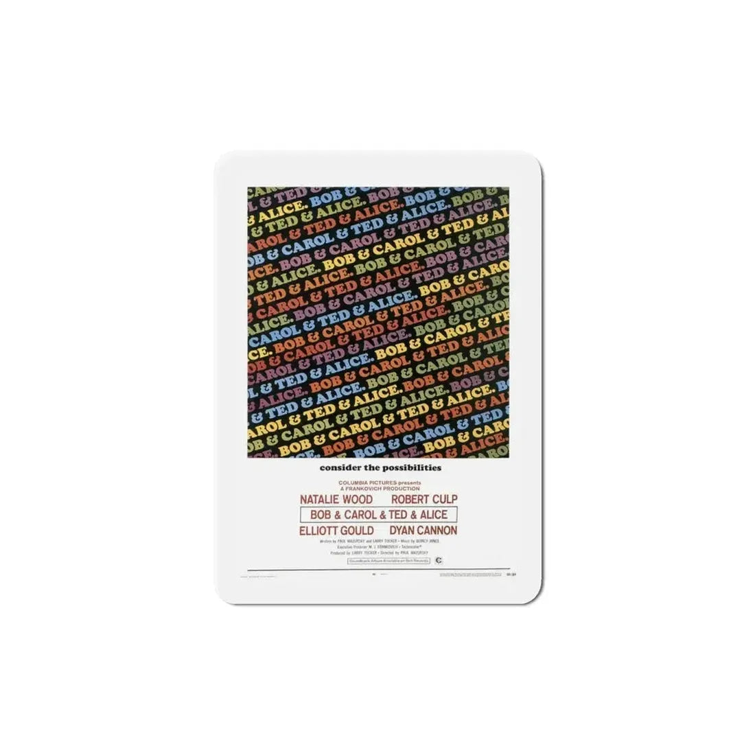 Bob & Carol & Ted & Alice 1969 Movie Poster Refrigerator Magnet - The Sticker Space