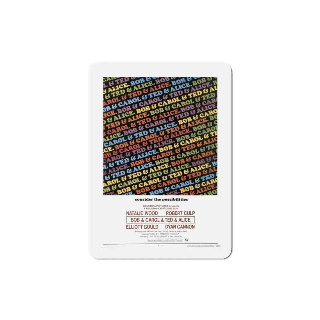 Bob & Carol & Ted & Alice 1969 Movie Poster Refrigerator Magnet - The Sticker Space
