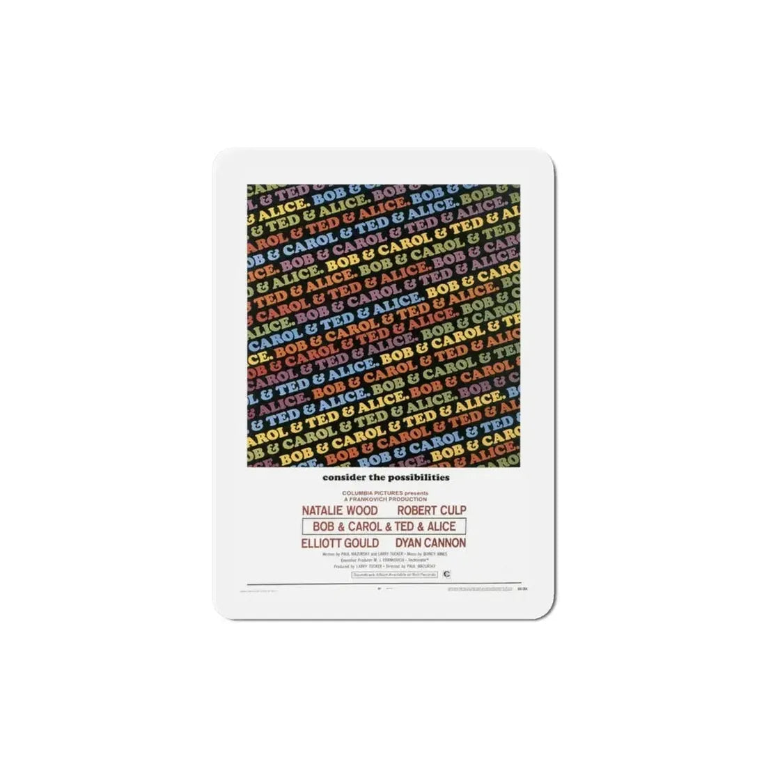 Bob & Carol & Ted & Alice 1969 Movie Poster Refrigerator Magnet - The Sticker Space