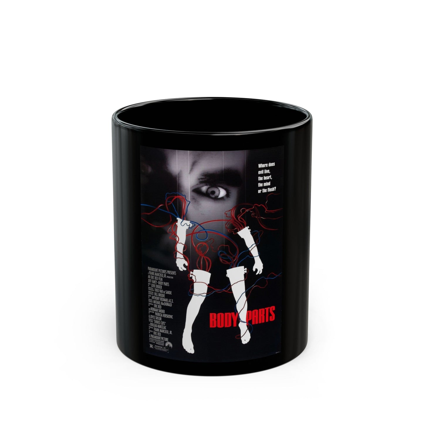 BODY PARTS 1991 Movie Poster - Black Coffee Mug-11oz-The Sticker Space