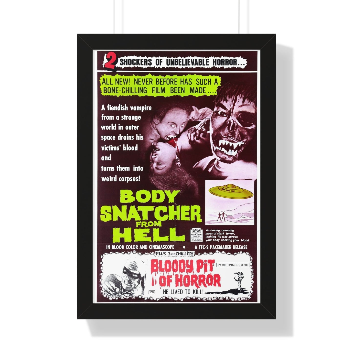 BODYSNATCHER FROM HELL + BLOODY PIT OF HORROR 1968 - Framed Movie Poster-16″ x 24″-The Sticker Space