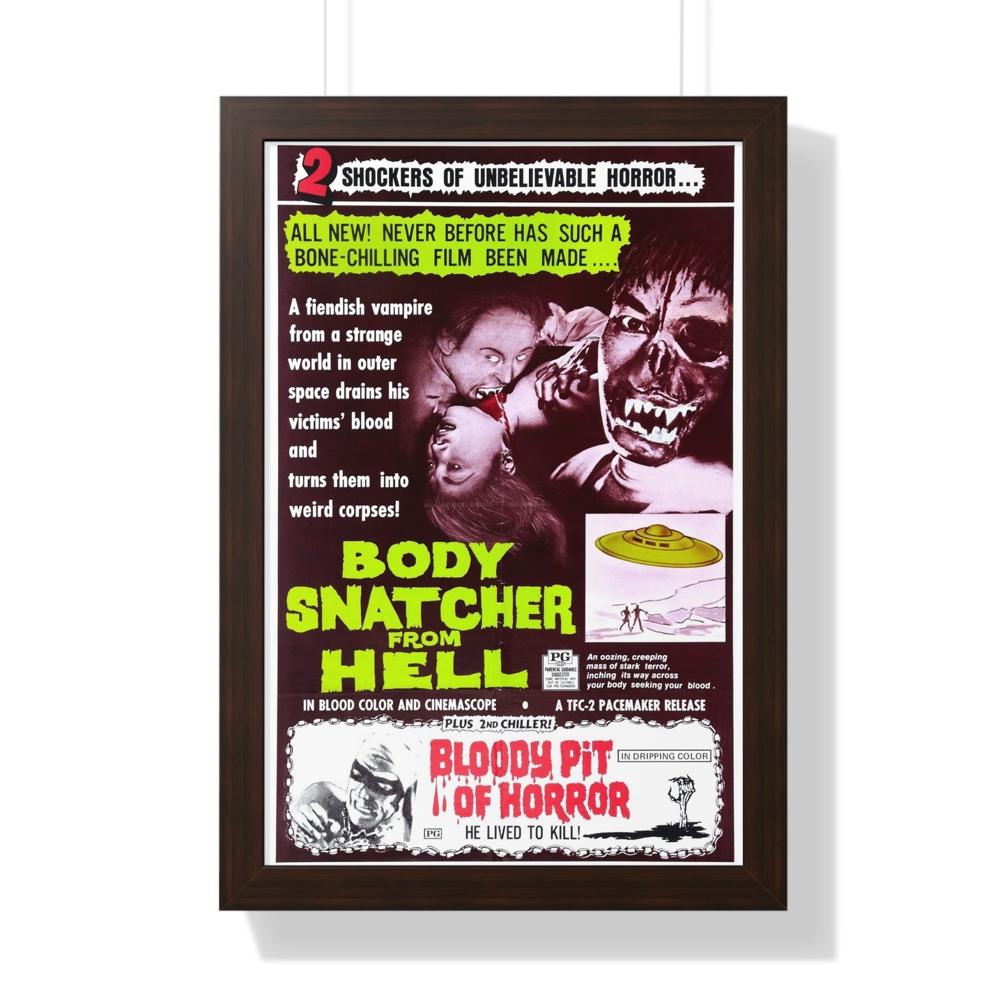 BODYSNATCHER FROM HELL + BLOODY PIT OF HORROR 1968 - Framed Movie Poster-16″ x 24″-The Sticker Space