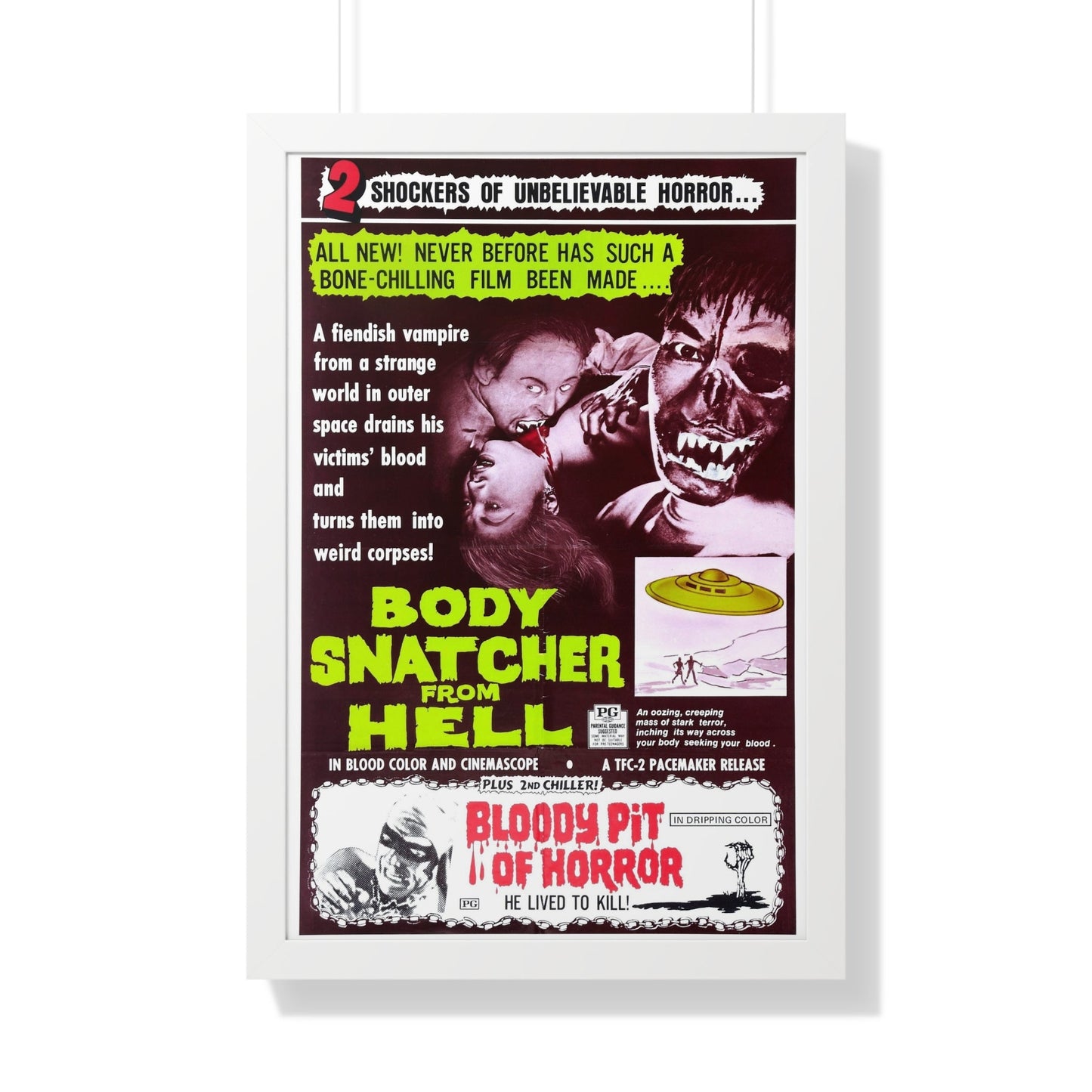 BODYSNATCHER FROM HELL + BLOODY PIT OF HORROR 1968 - Framed Movie Poster-20" x 30"-The Sticker Space