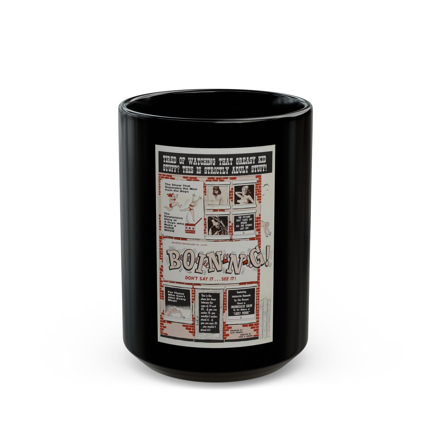 BOIN-N-G! 1963 Movie Poster - Black Coffee Mug-15oz-The Sticker Space