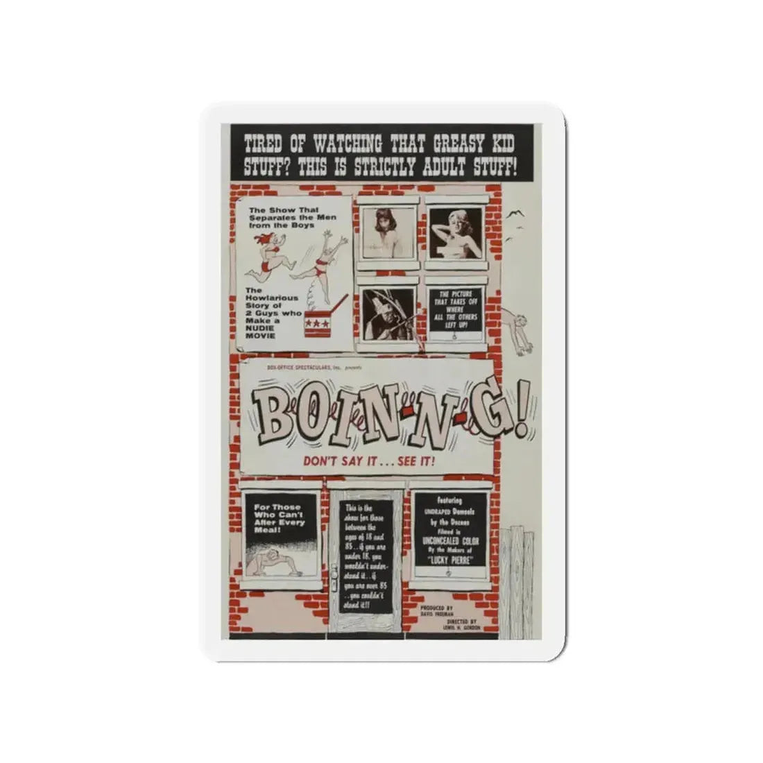 BOIN-N-G! 1963 Movie Poster - Refrigerator Magnet 2 Inch - The Sticker Space