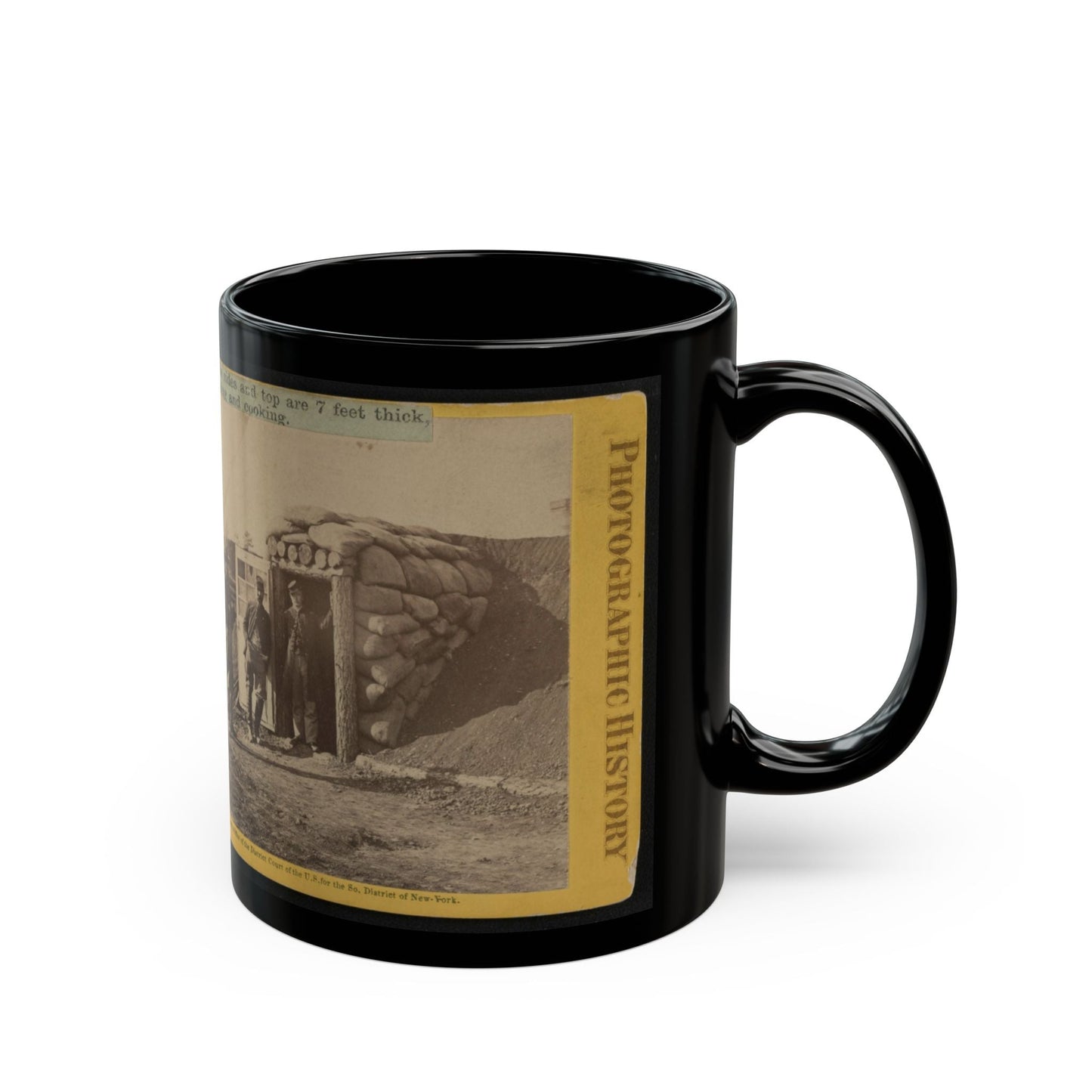 Bomb Proof Quarters At Ft. Burnham. The Sides And Top Are 7 Feet Thick, Contains Two Rooms, Sleeping And Cooking (U.S. Civil War) Black Coffee Mug