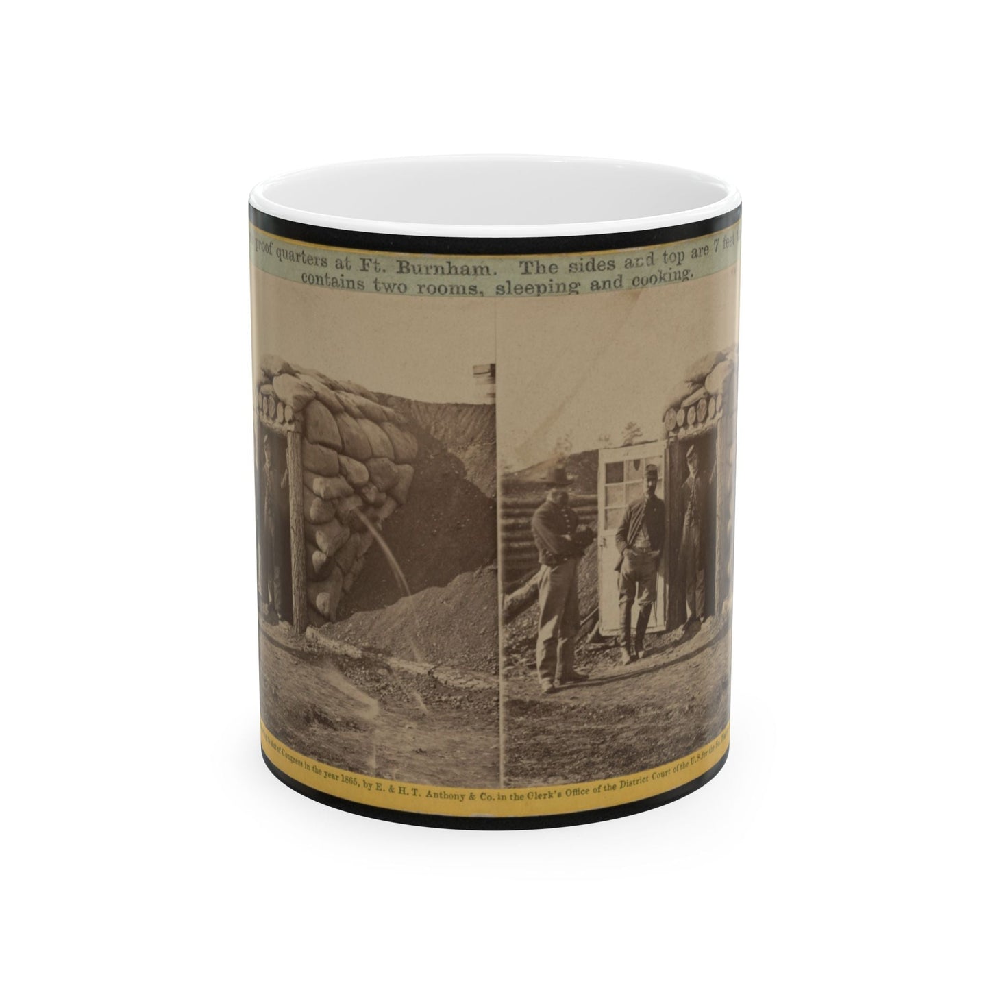 Bomb Proof Quarters At Ft. Burnham. The Sides And Top Are 7 Feet Thick, Contains Two Rooms, Sleeping And Cooking (U.S. Civil War) White Coffee Mug