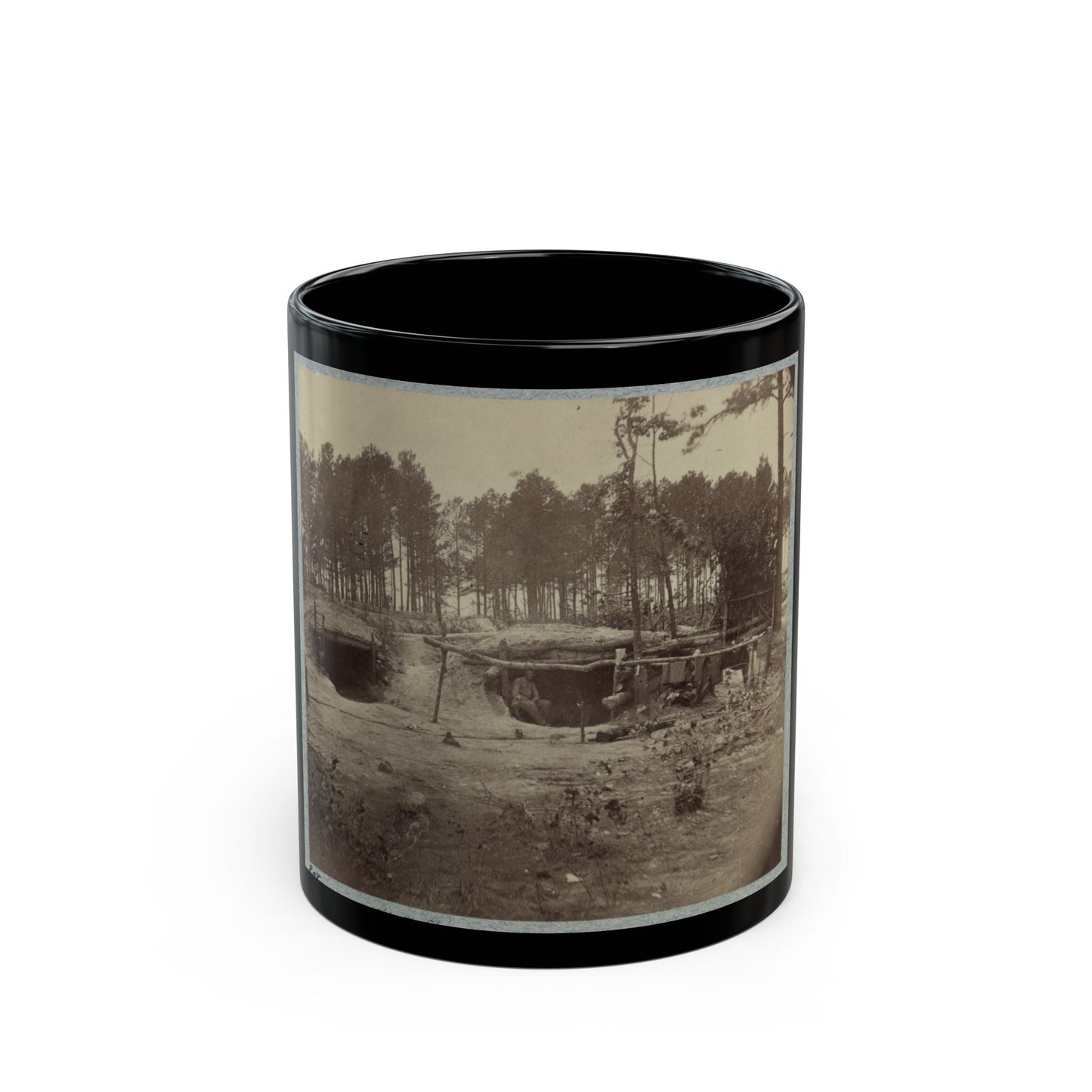 Bombproof Huts In The Front Line Before Petersburg, August 10, 1864 (U.S. Civil War) Black Coffee Mug