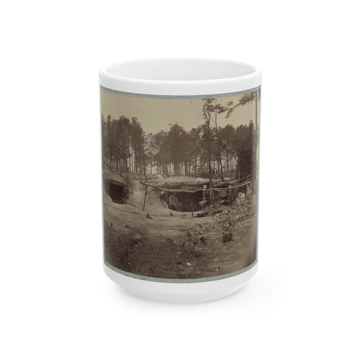 Bombproof Huts In The Front Line Before Petersburg, August 10, 1864 (U.S. Civil War) White Coffee Mug-15oz-The Sticker Space