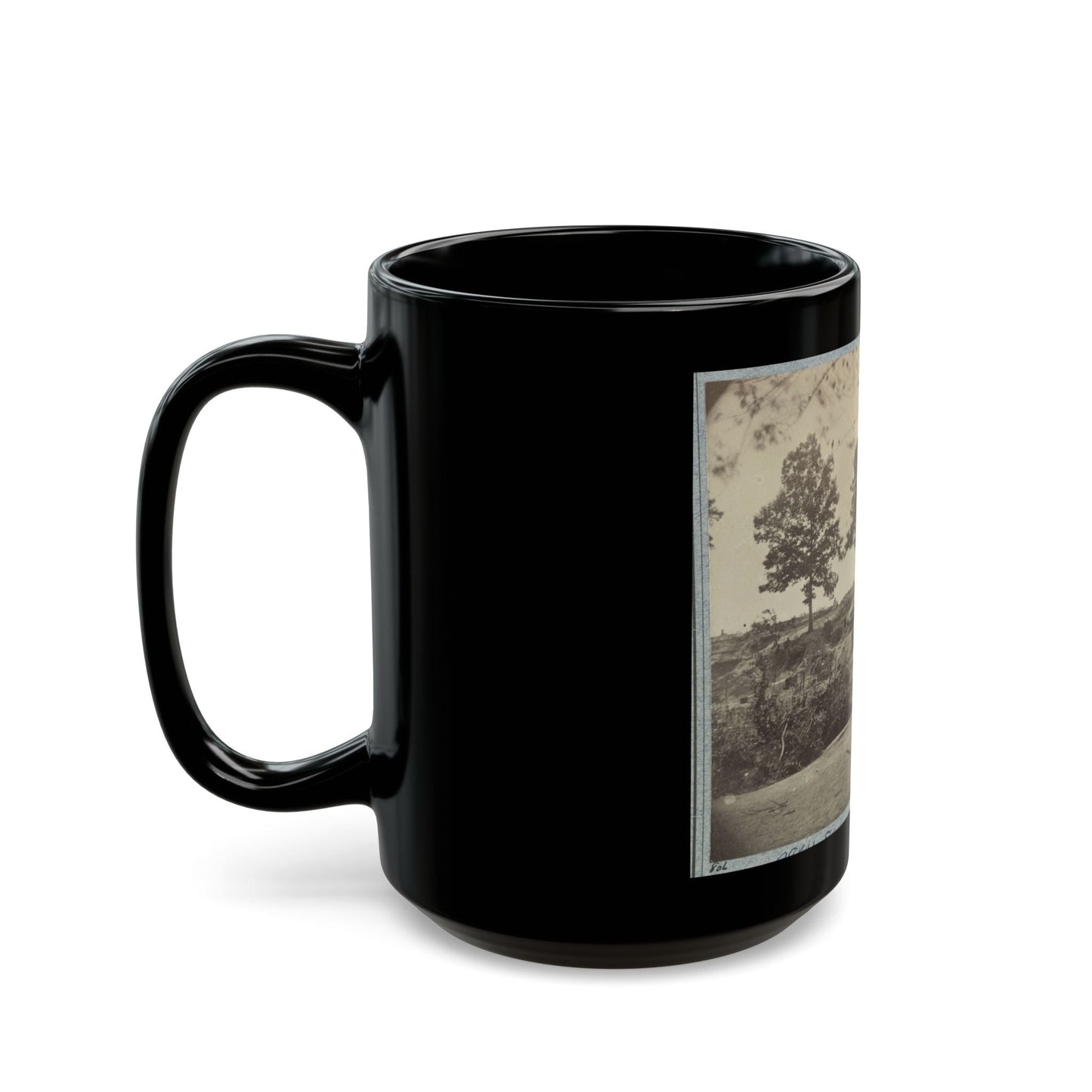 Bombproof Kitchen And Tents On Front Line In Front Of Petersburg, August 10, 1864 (U.S. Civil War) Black Coffee Mug