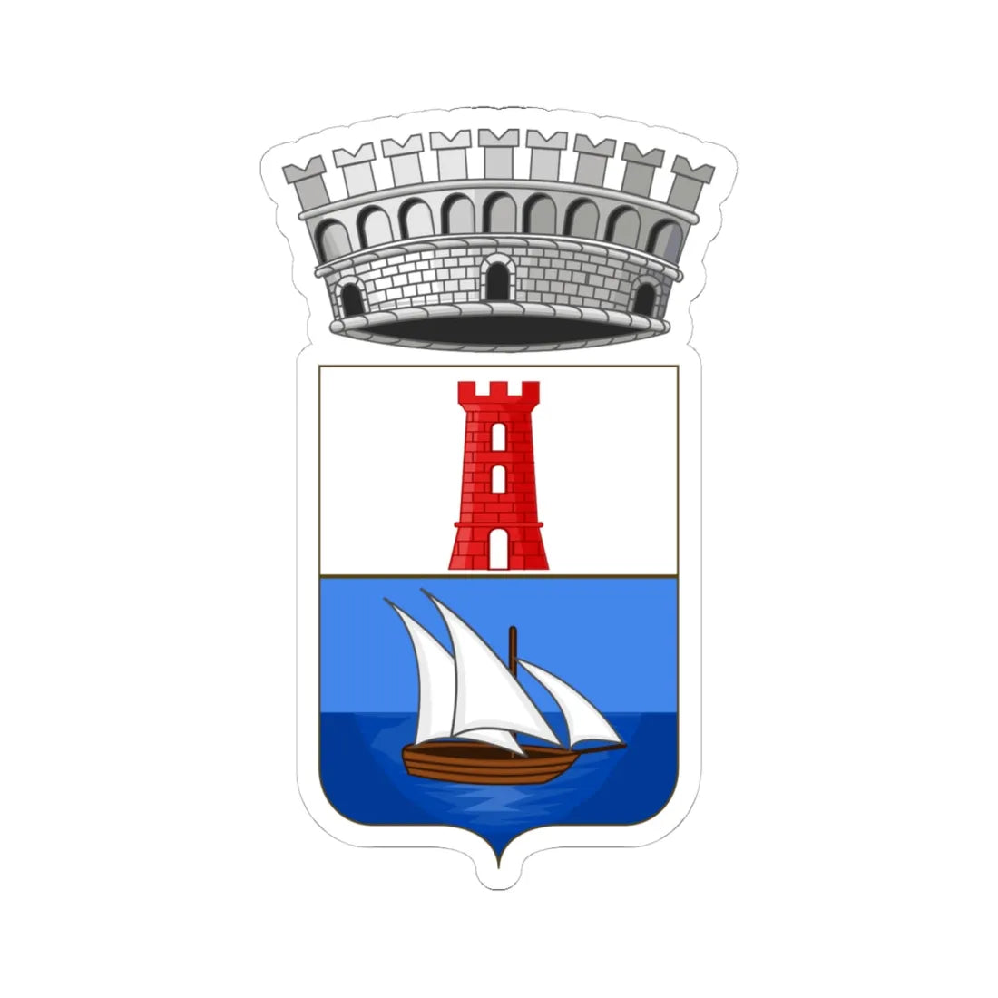 Bonassola-Stemma (Italy) (Coat of Arms) STICKER Vinyl Kiss-Cut Decal 4 Inch White - The Sticker Space