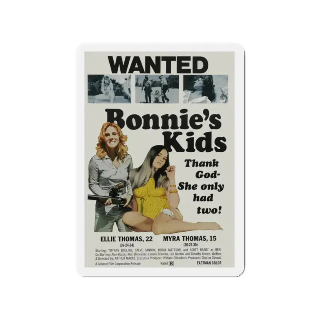 BONNIE'S KIDS 1972 Movie Poster - Refrigerator Magnet 2 Inch - The Sticker Space
