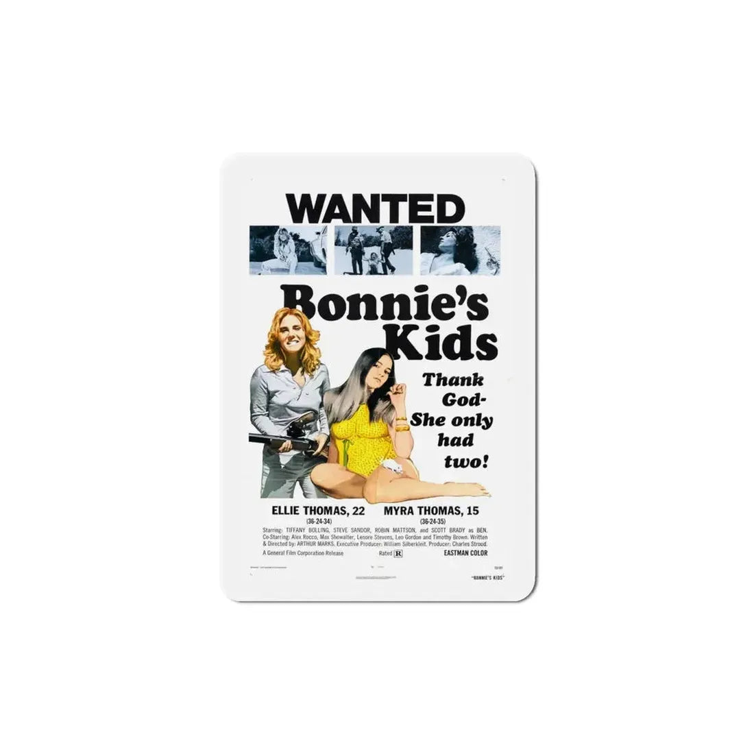 Bonnie's Kids 1973 Movie Poster Refrigerator Magnet 5 Inch - The Sticker Space