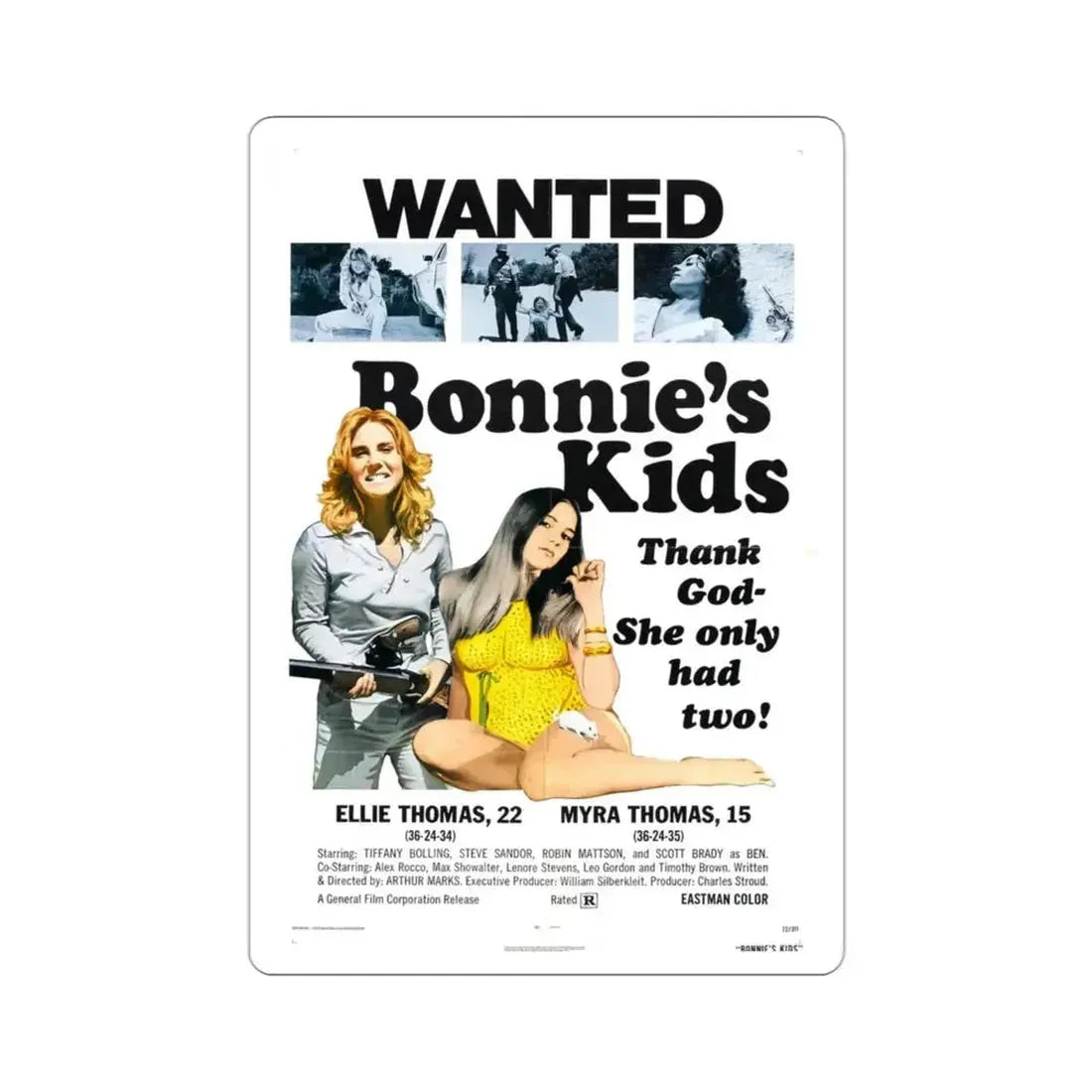 Bonnie's Kids 1973 Movie Poster STICKER Vinyl Die-Cut Decal - The Sticker Space