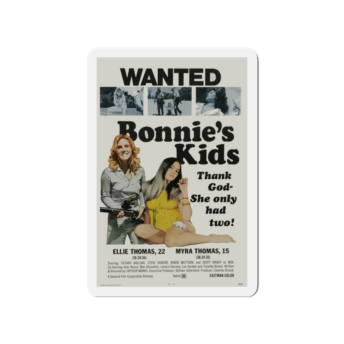 BONNIE'S KIDS 1972 Movie Poster - Die-Cut Magnet-4" x 4"-The Sticker Space