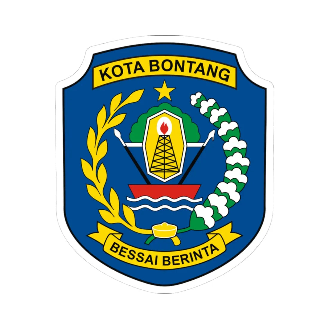 Bontang City Vector Logo (Indonesia) (Coat of Arms) STICKER Vinyl Kiss-Cut Decal 3 Inch White - The Sticker Space