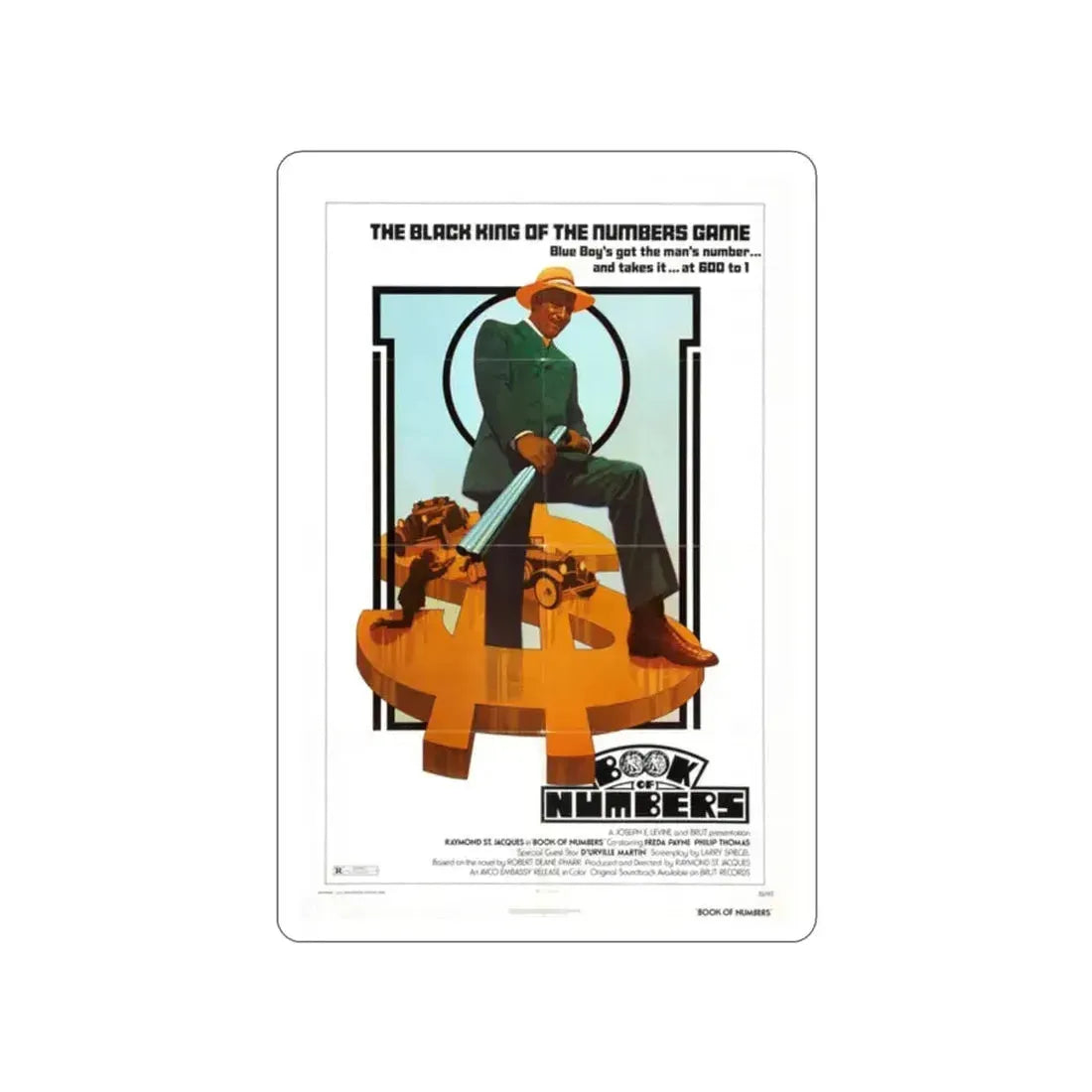 BOOK OF NUMBERS 1973 Movie Poster STICKER Vinyl Die-Cut Decal 2 Inch - The Sticker Space